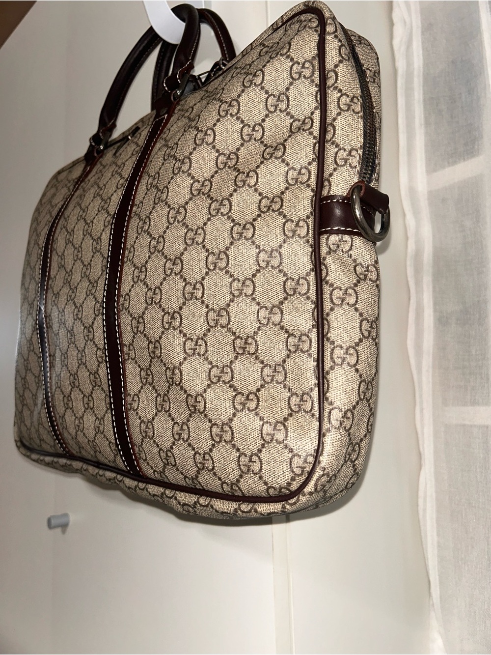 Gucci Brown Monogram Canvas Briefcase with Dark Brown Leather Trim Authentic - Picture 8 of 8